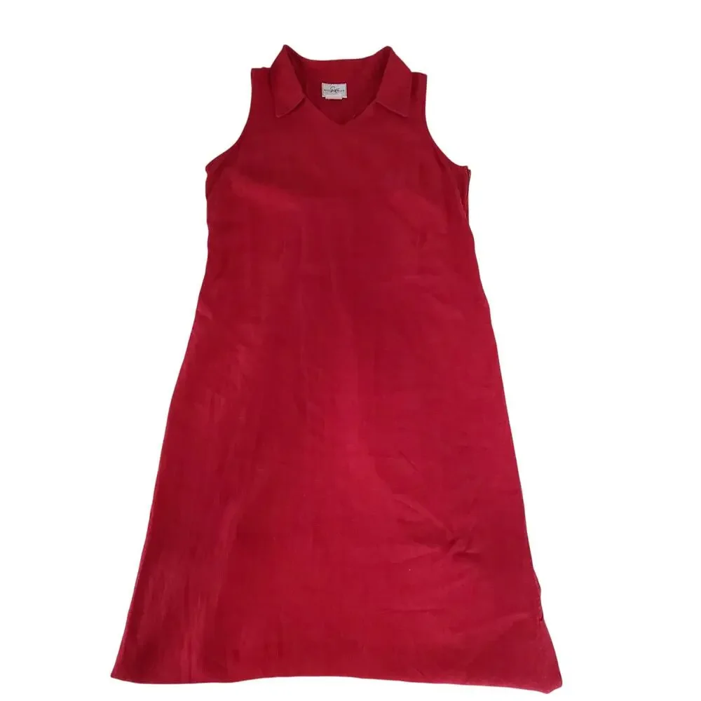 Studio Ease Vintage 100 % Linen shift dress red Size 16 Resort wear beachy - Picture 3 of 8